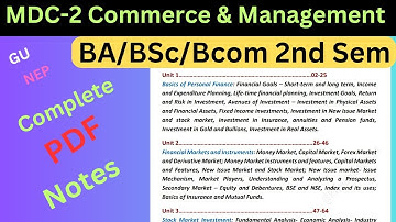 MDC Commerce & Management BA/BSc/Bcom 2nd Semester Notes | MDC-2: Commerce & Management Sem 2 | NEP