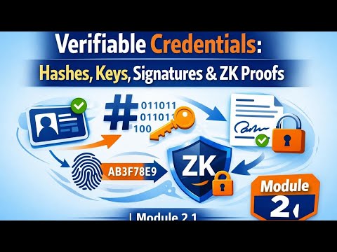 Verifiable Credentials: Hashes, Keys, Signatures & ZK Proofs | Module 2.1 video thumbnail