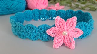 Easy DIY  How to crochet baby headband. 36 months. Step by step crochet.