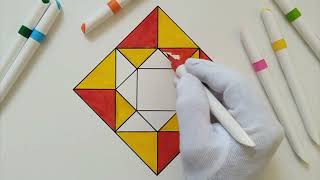 Rectangle design drawing with colour / Geometric pattern drawing #art #rectangle #pattern #drawing