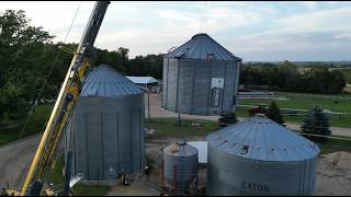 Moving A Chief Grain Bin Fully Assembled With A Crane