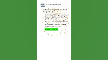 C Programming MCQ: Rules for Constructing Integer Constants #shorts  #cquiz #cprogramming