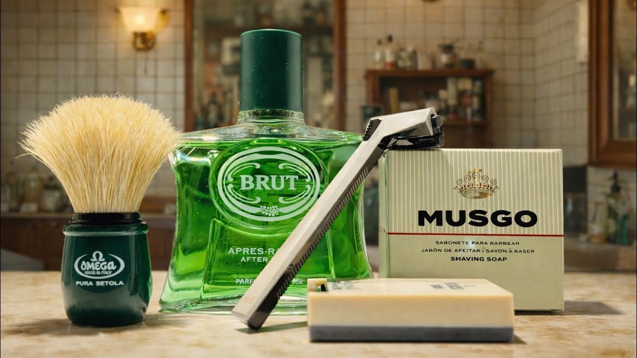 Wilkinson⚔️Bonded🪒Omega 10051🇮🇹Ach Brito Musgo🫧Brut Original🧴