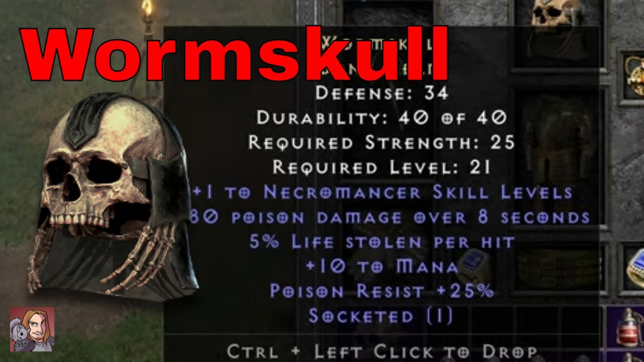 D2R Unique Items Wormskull (Bone Helm) YouTube