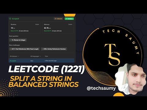 leetcode 1221 Split a String in Balanced Strings #coding #programming #python #leetcode #java #css