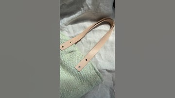 I added leather handles to my #knitted #totebag . Most loved tote bag in this summer!