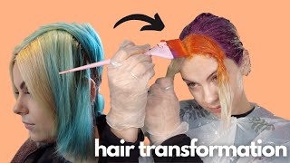 HAIR TRANSFORMATION - from bleached roots to a new colour using Sophie Hannah Hair