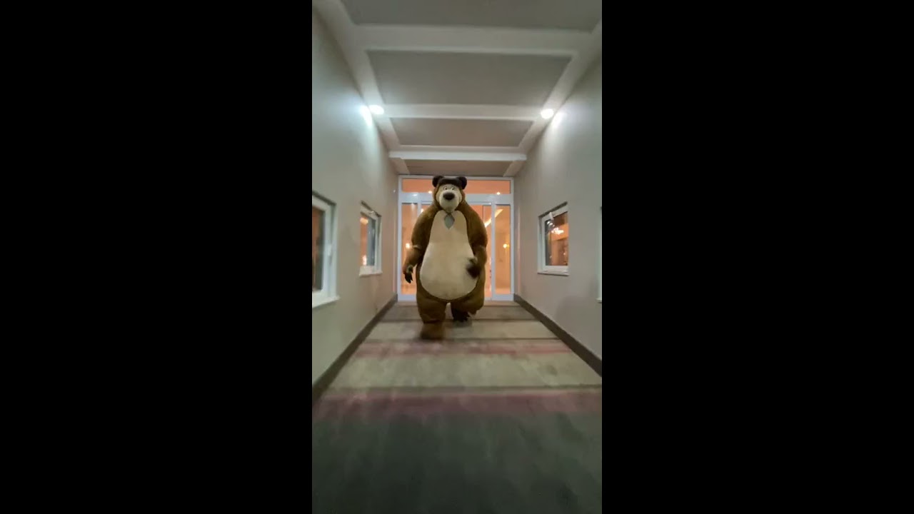 Bear Chases Person Down Hall Original 
