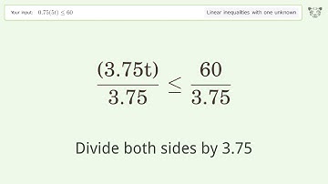 Solving Linear Inequalities: 0.75(5t) is Smaller Than or Equal to 60