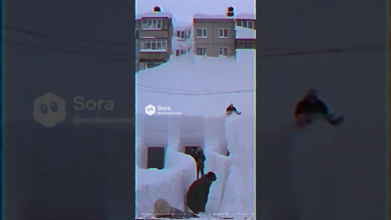 Любительская съёмка из 90х где снег оказался выше окон верхних этажей