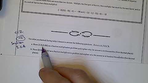 CPM CC2 Section 3.2.4 #3-73a (products of decimal form as fraction form)