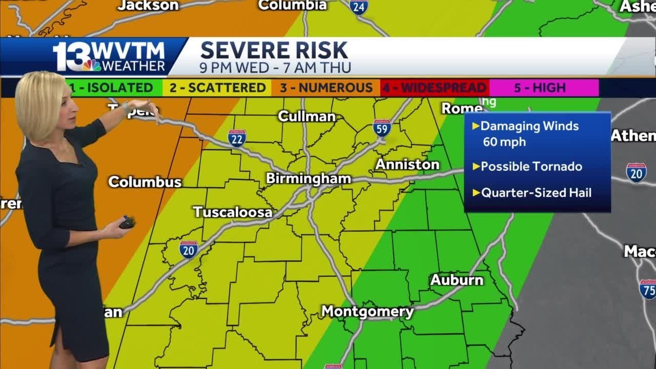 Strong to severe storms possible Wednesday night - YouTube