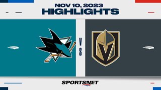 NHL Highlights | Sharks vs. Golden Knights - November 10, 2023