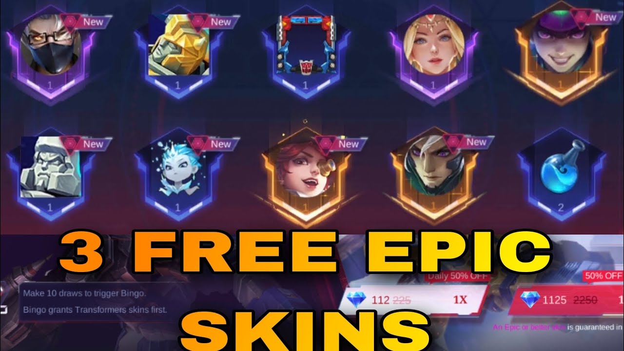 3 FREE EPIC SKINS💥🥹 MLBB AKIO YouTube