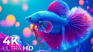 Aquarium 4K VIDEO (ULTRA HD)  Amazing Beautiful Coral Reef Fish  Relaxing Sleep Meditation Music