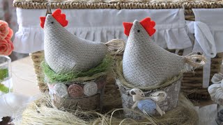 Country chickens for decoration  rustic style  Easter henDetailed lesson + PATTERN