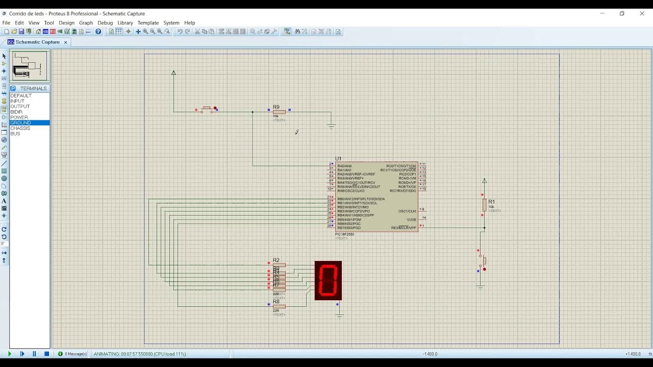 Display 7 segmentos con botón en Proteus - YouTube