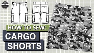 Sewing CARGO PANTS (Shorts) for Men DIY - Complete Sewing Steps / PDF Patterns Boutique Sew Along