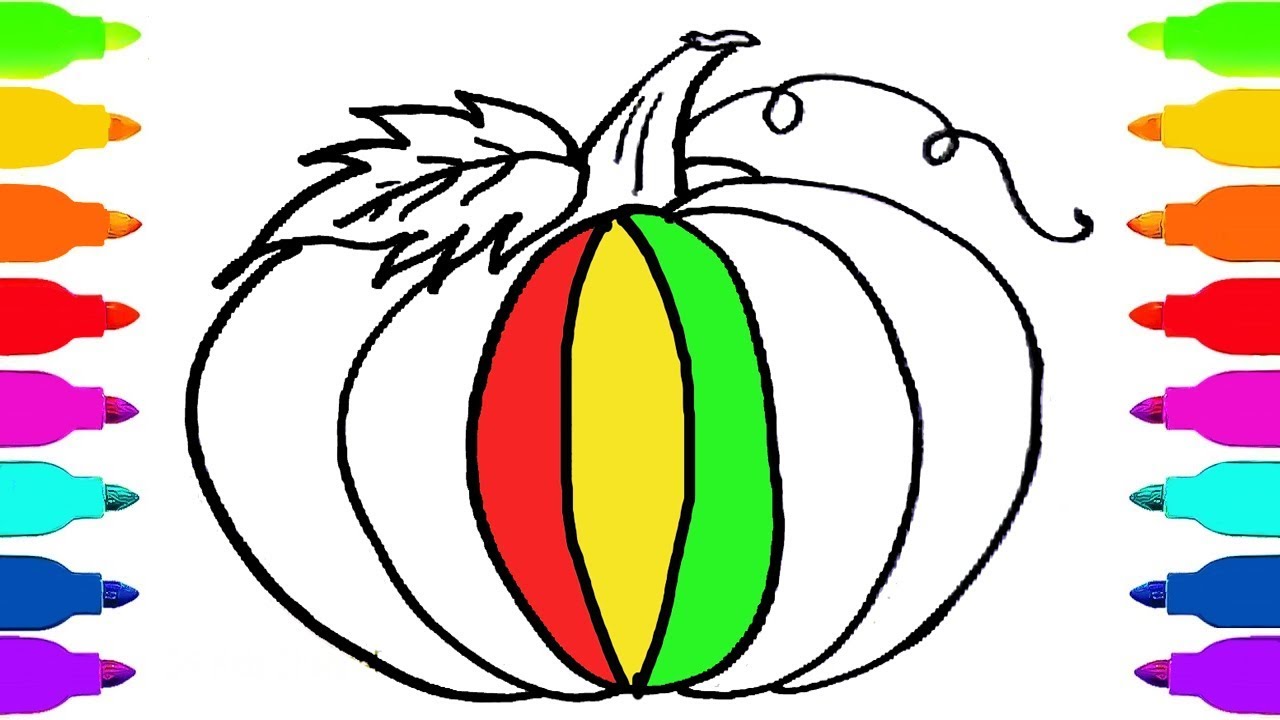 Rainbow Pumpkin Coloring Pages | Art Colors For Kids | Draw Happy ...