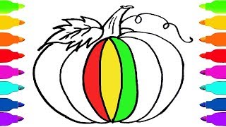 Rainbow Pumpkin Coloring Pages | Art Colors For Kids | Draw Happy Halloween