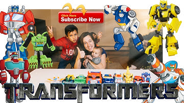 Transformers: Rescue Bots, Heatwave, Optimus Prime, Blades, Boulder , Bumblebee,  chase. Caleb