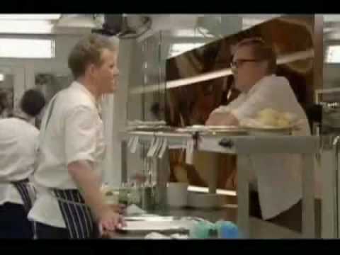 Gordon Ramsay puts Vic Reeves in his place for ordering a fried egg and Lynda Bellingham falls over