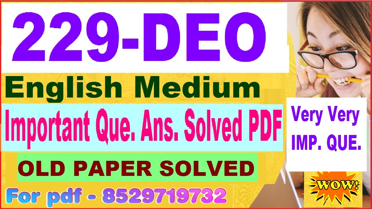 NIOS 229 DEO important questions in English DEO 229 previous year