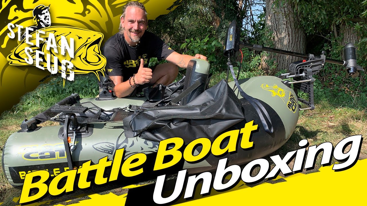 Mein neues Belly Boat Black Cat Battle Boat mit Elektromotor und