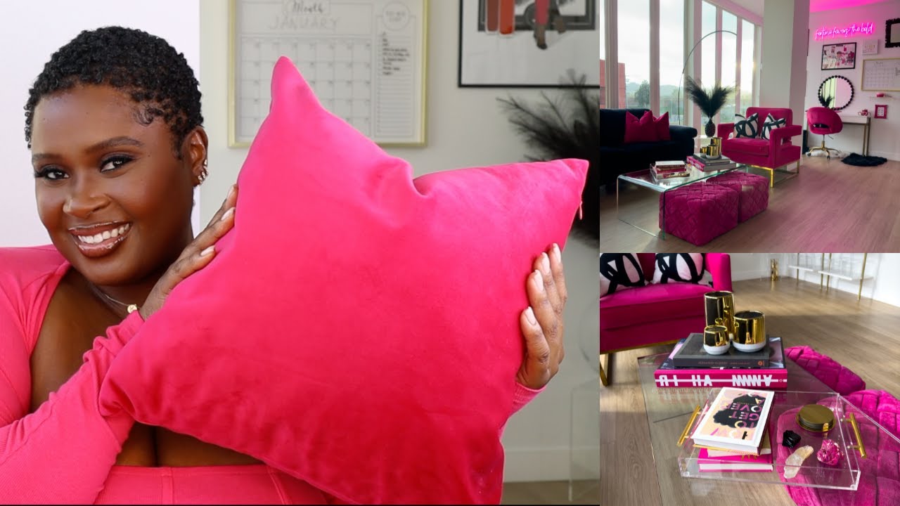 Viral Hot Pink Living Room Decor | Amazon Decor Favorites **everything linked**