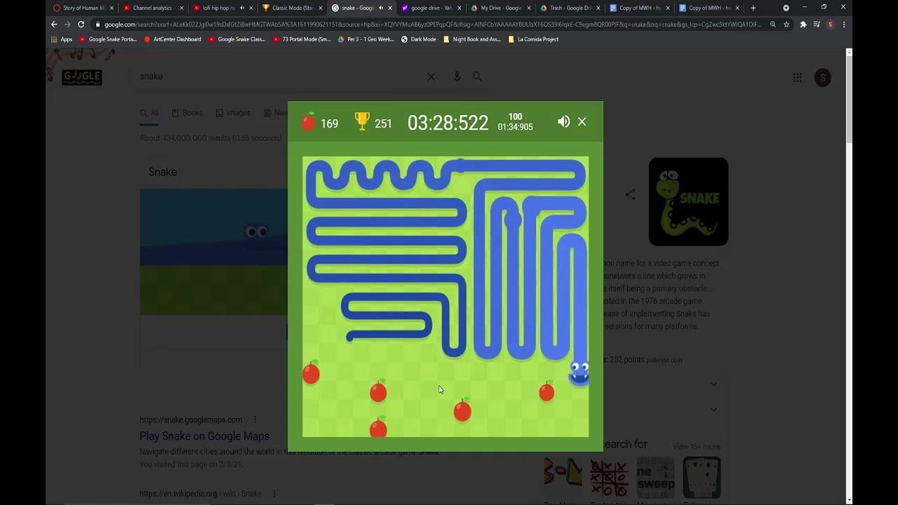 Beating Google Snake Game [Sub 430 (WR)] YouTube