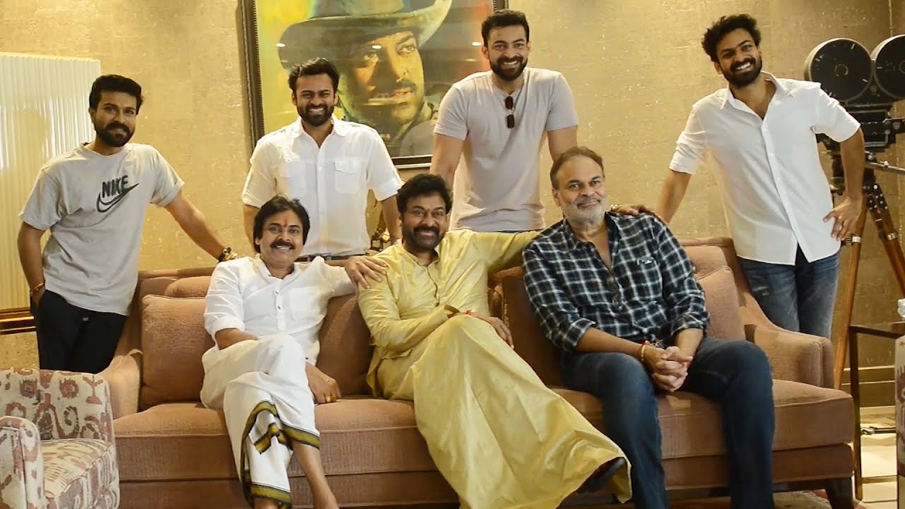 Mega Family Heroes in one Frame at Chiranjeevi Birthday Celebrations | Pawan kalyan | Ram Charan - YouTube