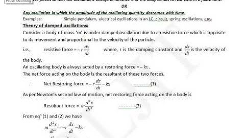 VTU Engineering Physics 2018-19 Module 1 Chapter 2 - damped oscillations