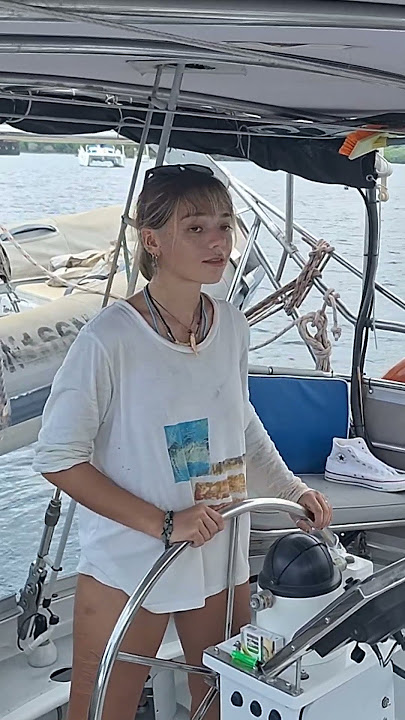 at the wheel on sharmila ⛵️ #sailing #boating #boatlife
