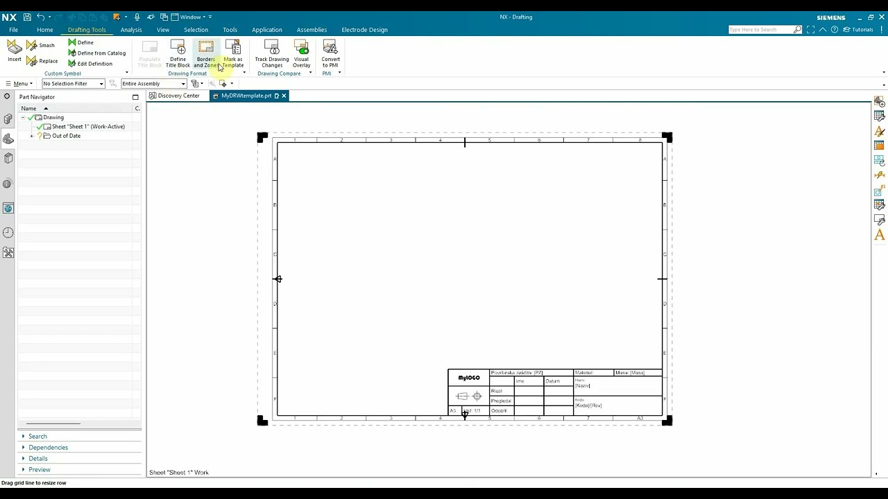 NX - how to create a drawing template - Basics