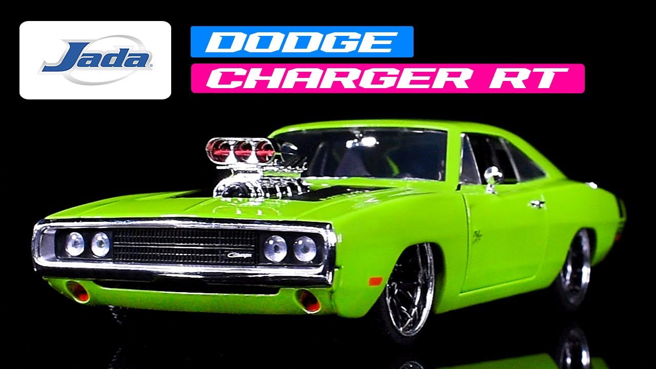 1970 Dodge Charger R/T Bright Green with Black Tail Stripe 1/24 Diecast Model Car by Jada