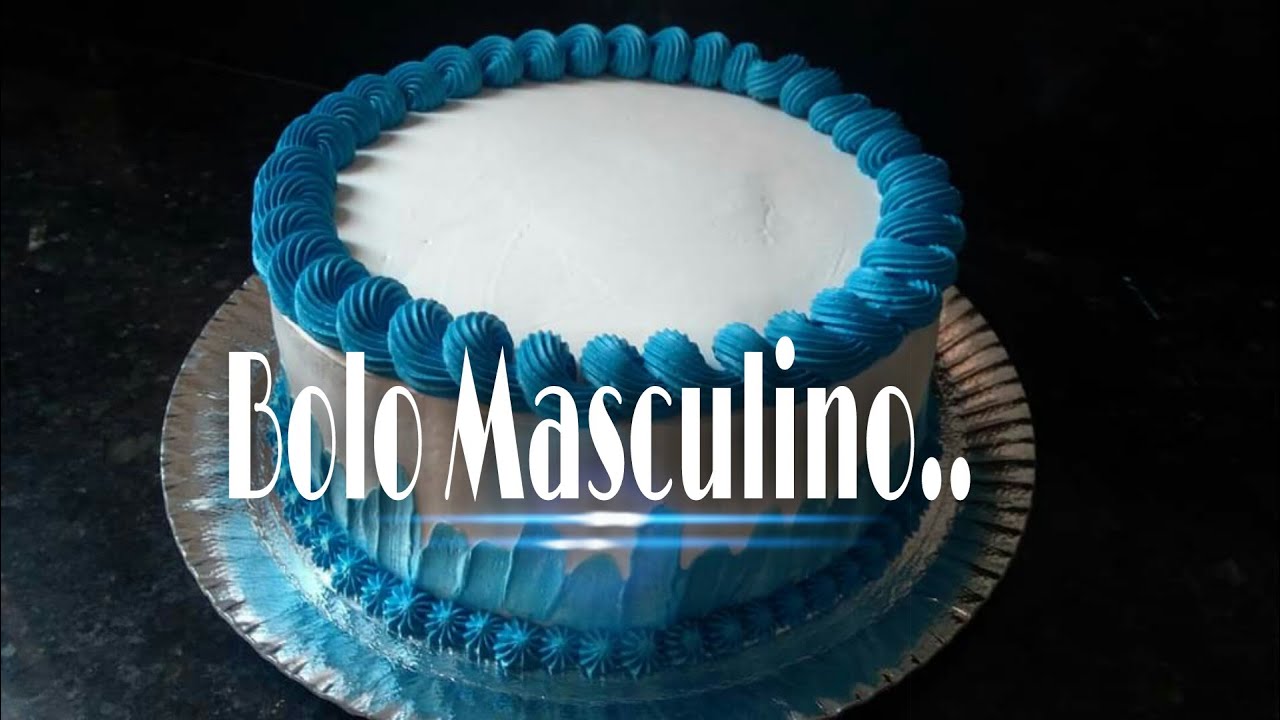 Bolo de Aniversário Masculino → Moderno, Personalizado, Simples, Azul