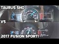 2017 Ford Fusion Sport VS Ford Taurus SHO!  0-60 MPH / 0-100 MPH Race! Which is quicker ?