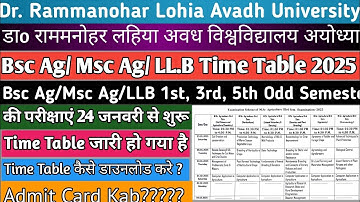 rmlau Time Table 2024-25 rmlau LLb BSc Ag Msc Ag 1st, 3rd, 5th sem time table 2025 rmlau exam scheme