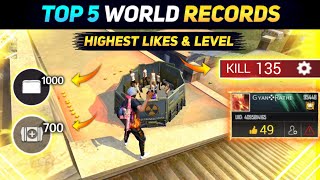Top 5 World Records OF Free Fire || Worlds Highest Level Likes & Kill IN One Match || Free Fire #2