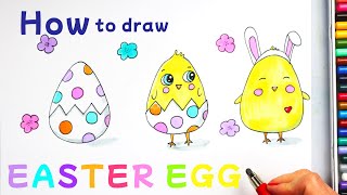 How to Draw Easter eggs and chick | Primary School Kids Drawing Lessons Online, Part 81
