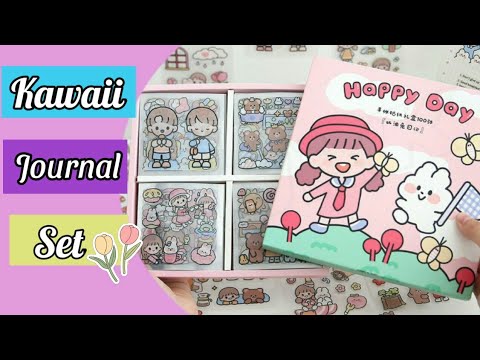 DIY Kawaii Journal Stickers Set / Journal Stickers Set Box / Kawaii Journal  set / Handmade Journal 