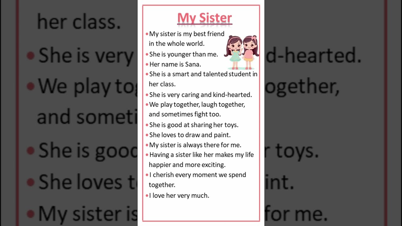 My Sister Essay Easytolearnandwrite Youtubeshorts Shorts Mysister Mysiblings Yt Viral