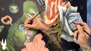 Time-Lapse Custom  Acrylic Painting Video of a Beautiful Bird in 