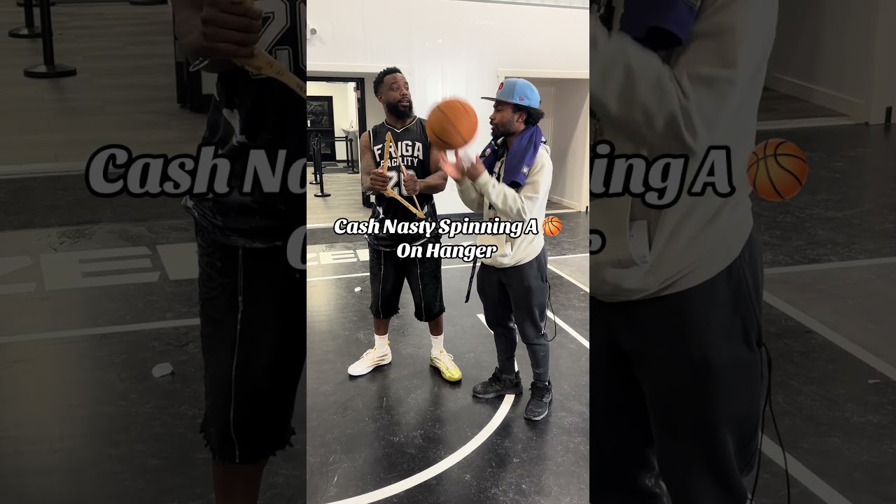 Cash Nasty крутит баскетбольный мяч на вешалке 
