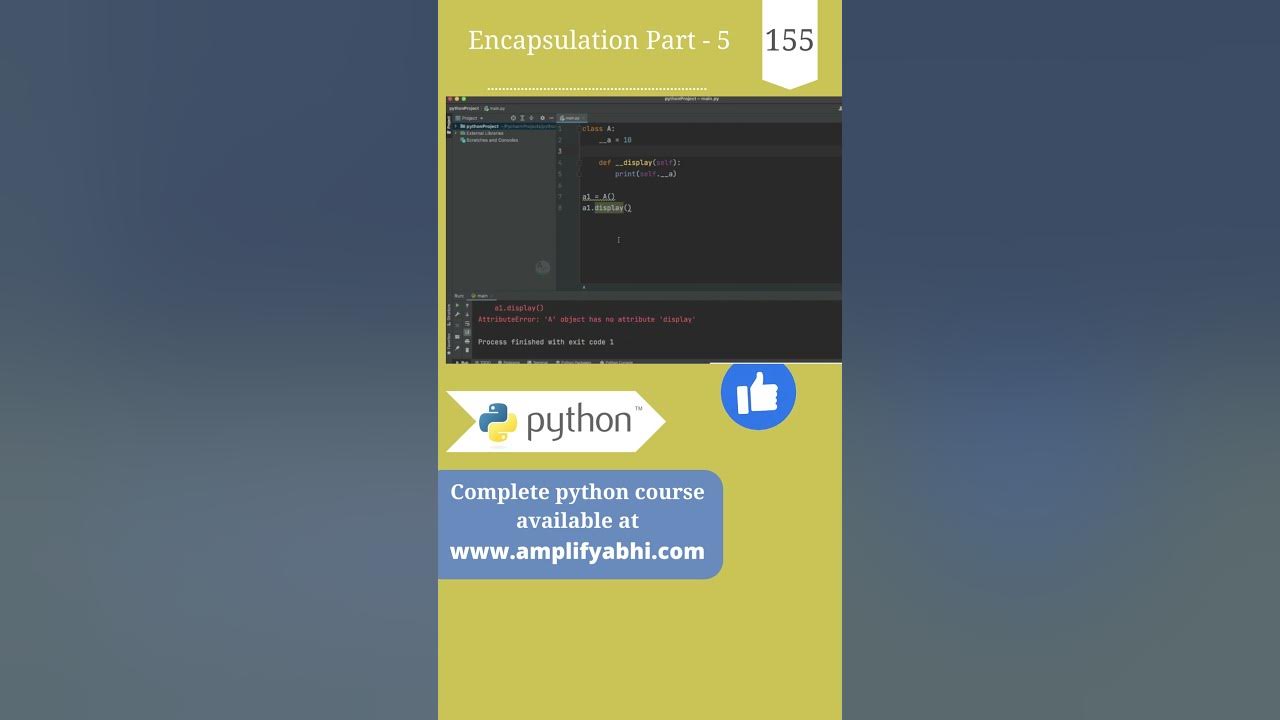 Python encapsulation part 5 py srt 155 youtube