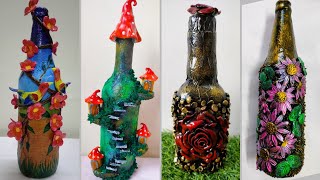 4 Bottle decoration ideas /wine bottle craft / bottle craft