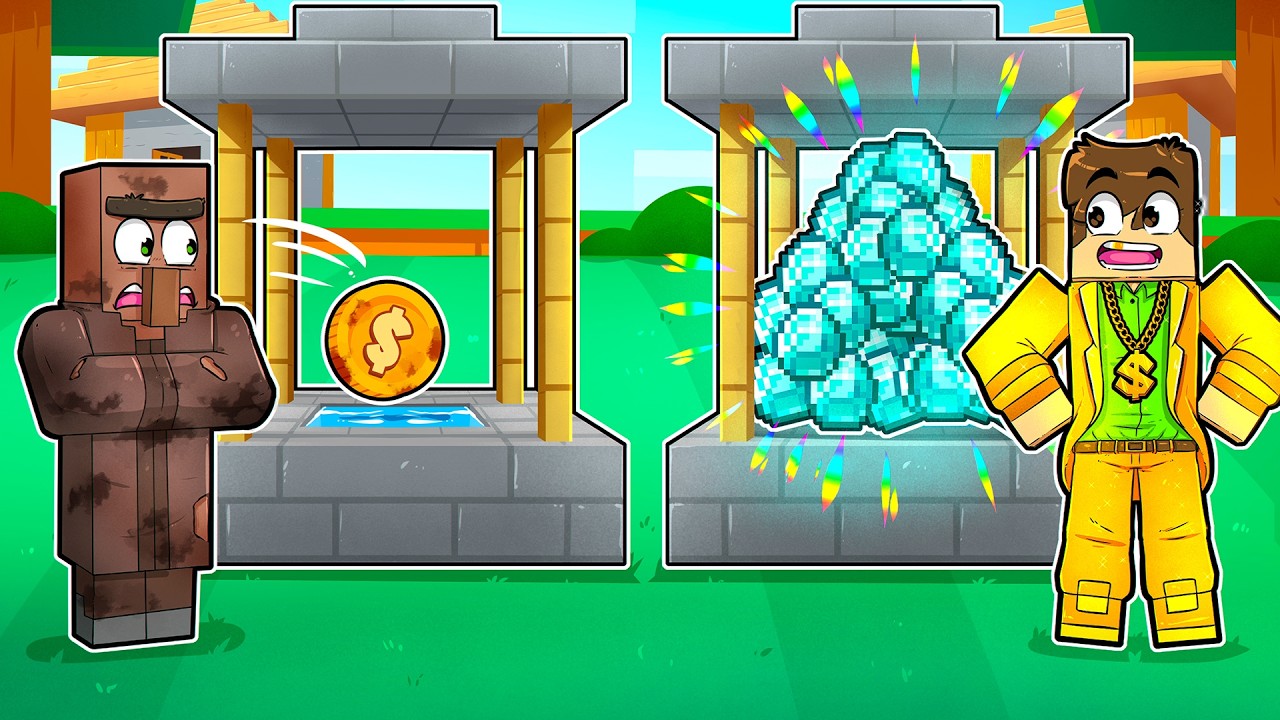 Превращение бедного колодца желаний в богатый в Minecraft..