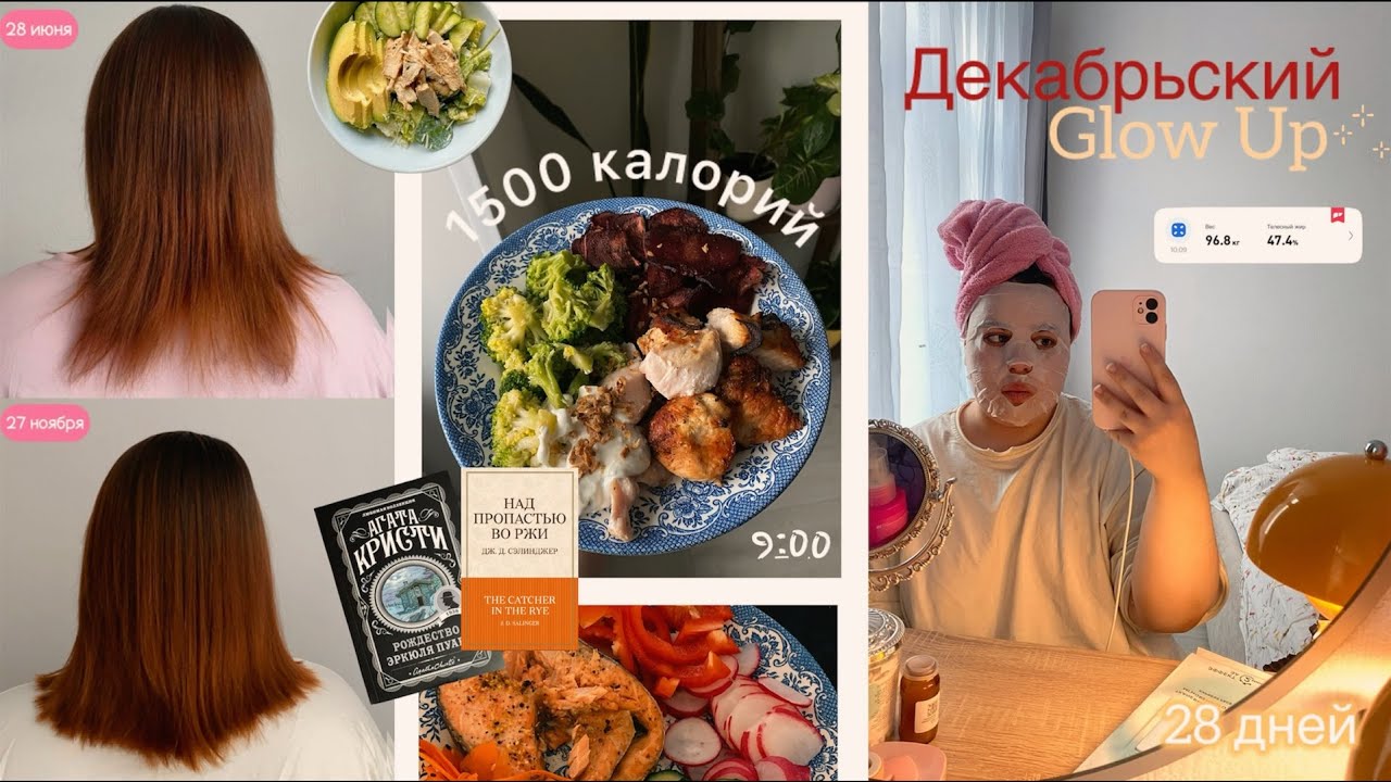 Декабрьский GLOW UP ✨1500 калорий, режим, уход за собой и книжный челлендж (неделя 1)