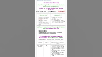 AAI Non Executives Junior Assistant & Senior Assistant Western Region Recruitment 2025 Apply Online