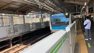 【山手線の線路を走行】JR東日本京浜東北線各駅停車大船行き新橋駅入線シーン